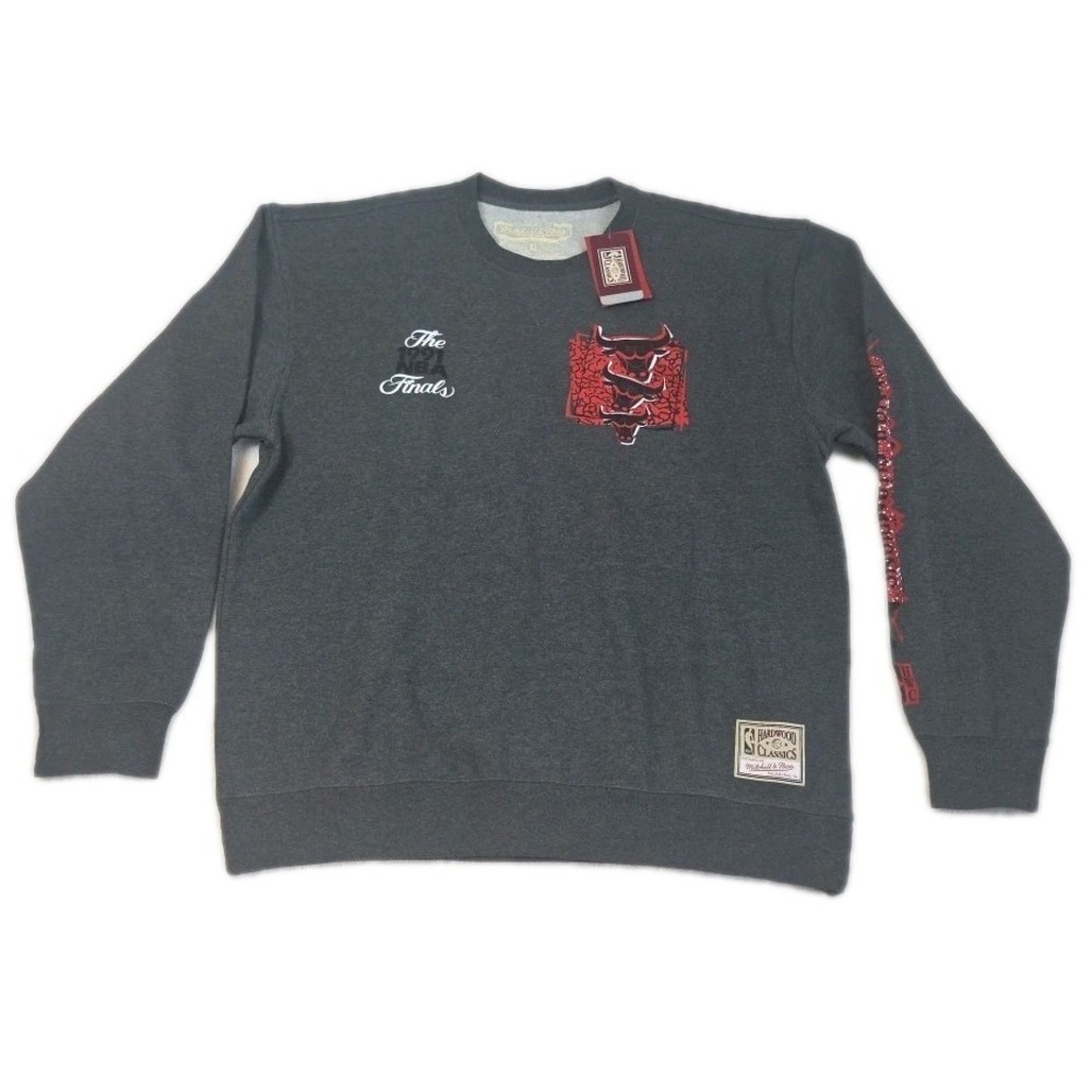 Mitchell & Ness Chicago Bulls 1991 finals Men's Gray Size XL CrewNeck Sweashirt